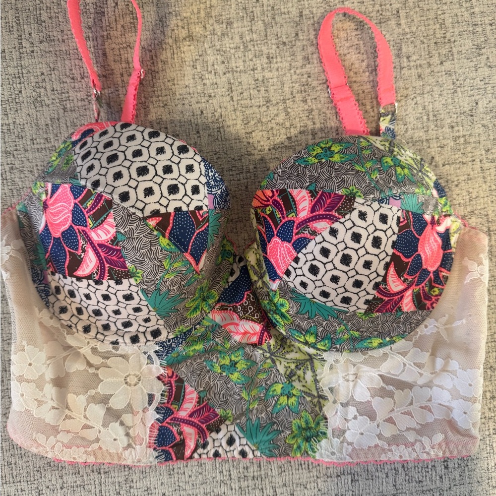 Victoria's Secret Vibrant Patchwork Lace Bra